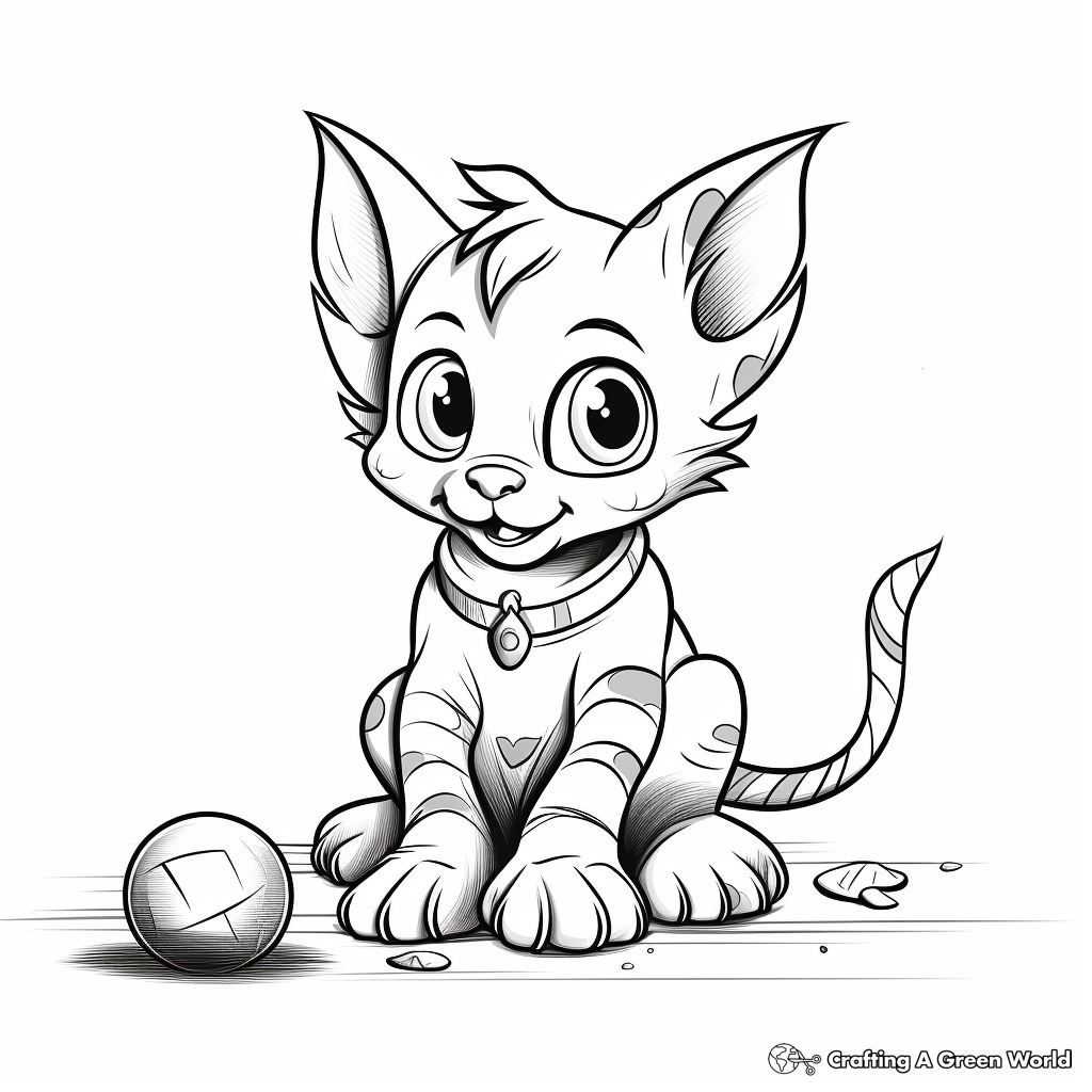 Playing Sphynx Kitten Coloring Page 1