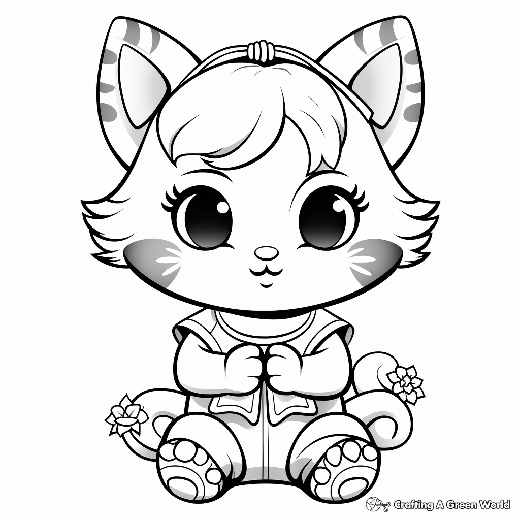 Pleasant Praying Angel Cat Coloring Pages 1