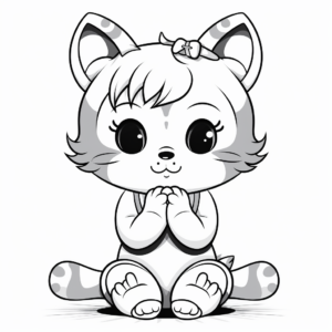 Pleasant Praying Angel Cat Coloring Pages 2
