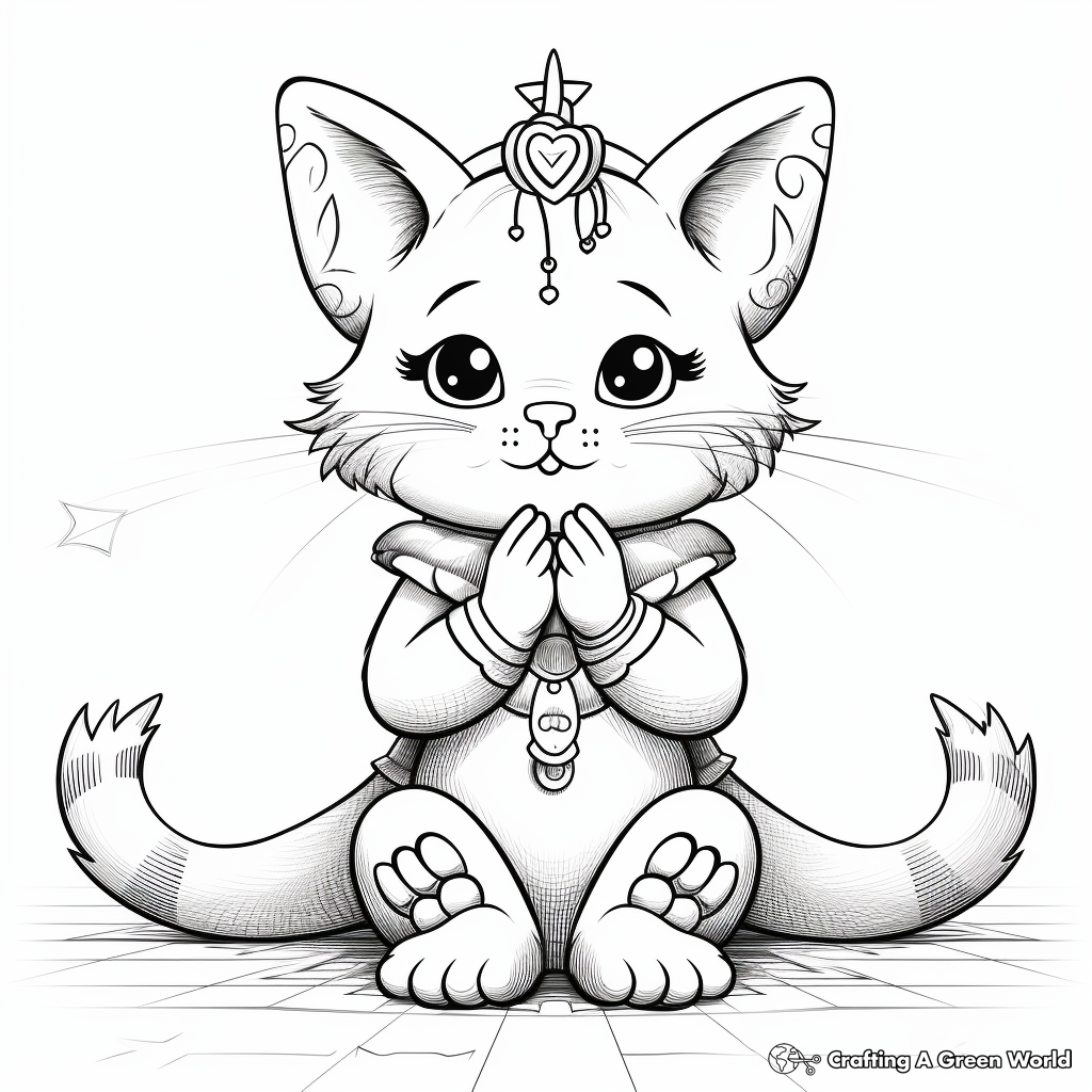 Pleasant Praying Angel Cat Coloring Pages 3
