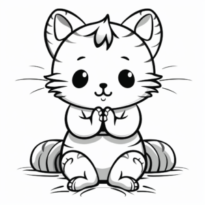 Pleasant Praying Angel Cat Coloring Pages 4