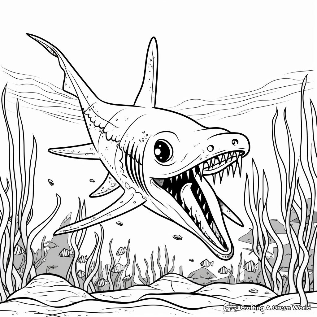 Plesiosaurus Hunting for Food Coloring Pages 2