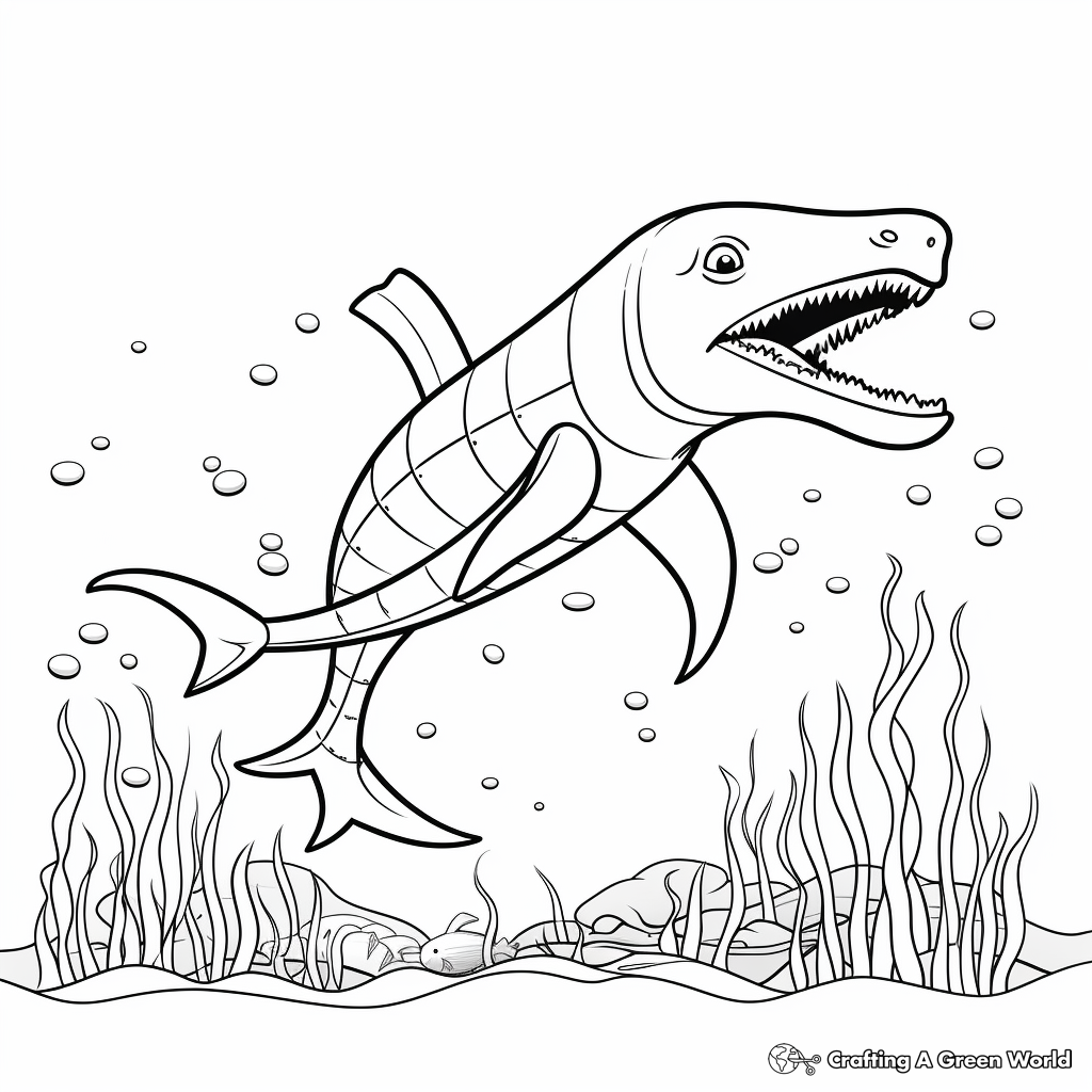 Plesiosaurus Hunting for Food Coloring Pages 4
