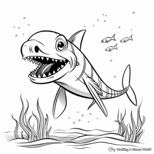 Plesiosaurus in Different Actions Coloring Pages 4