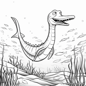 Plesiosaurus In The Ocean Scene Coloring Pages 2