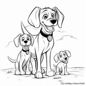 Pluto Family Coloring Pages: Male, Female and Puppies 1