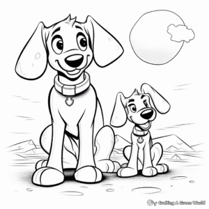 Pluto Family Coloring Pages: Male, Female and Puppies 2