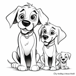 Pluto Family Coloring Pages: Male, Female and Puppies 4