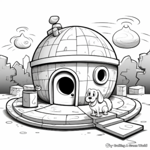 Pluto in the Dog House: Outdoor-Scene Coloring Pages 1