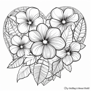 Poinsettia and Heart Winter Coloring Pages 1