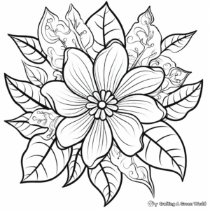 Poinsettia and Heart Winter Coloring Pages 3