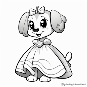 Pointer-Friendly Mini Mouse Ball Gown Dress Coloring Pages 1