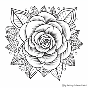 Pointillism Rose Heart Coloring Pages 2