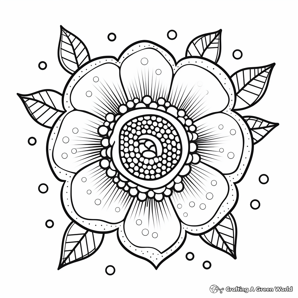 Pointillism Rose Heart Coloring Pages 3