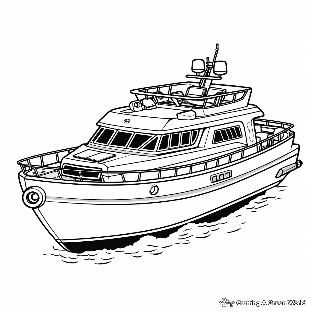 Police Boat Coloring Pages 1