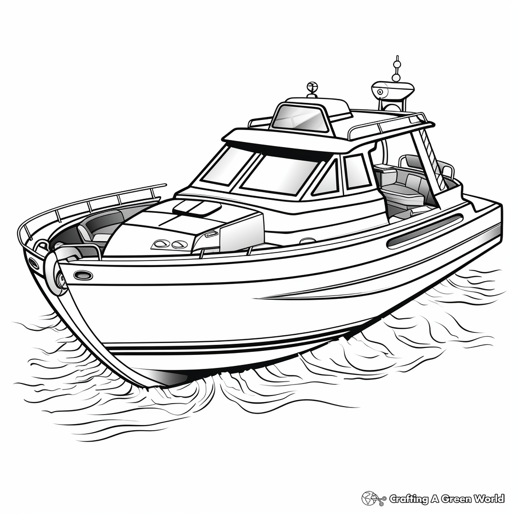 Police Boat Coloring Pages 2