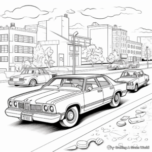 Police Cars in Action: Pursuit Scene Coloring Pages 4