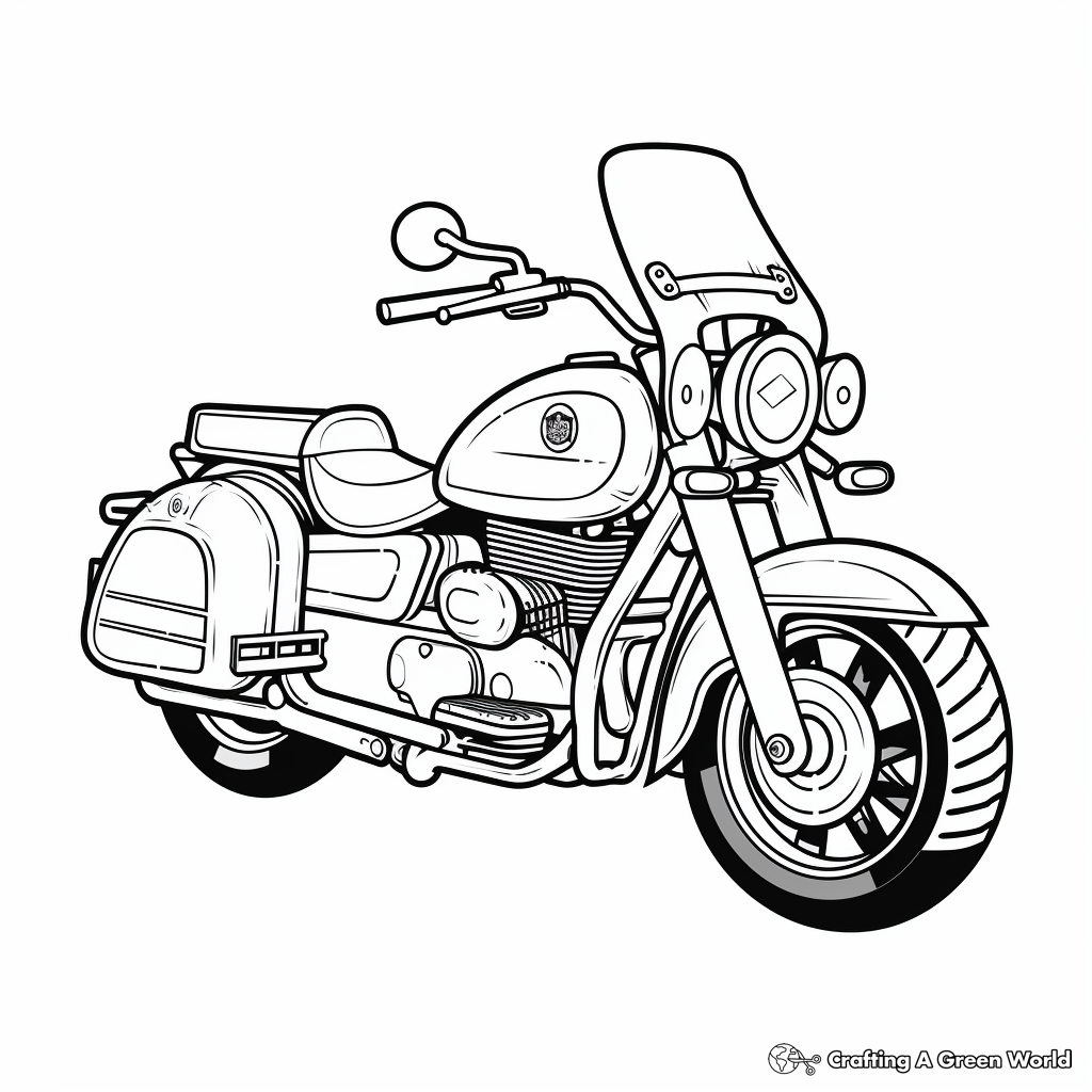 Police Motorcycle Coloring Pages 2