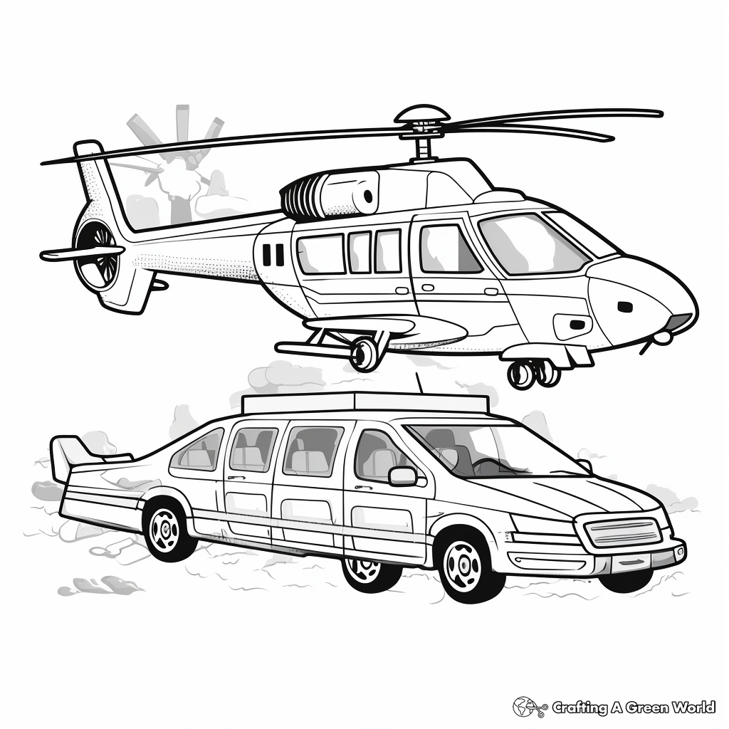 Police Transportation Fleet Coloring Pages: Cars, Helicopters, Boats 3