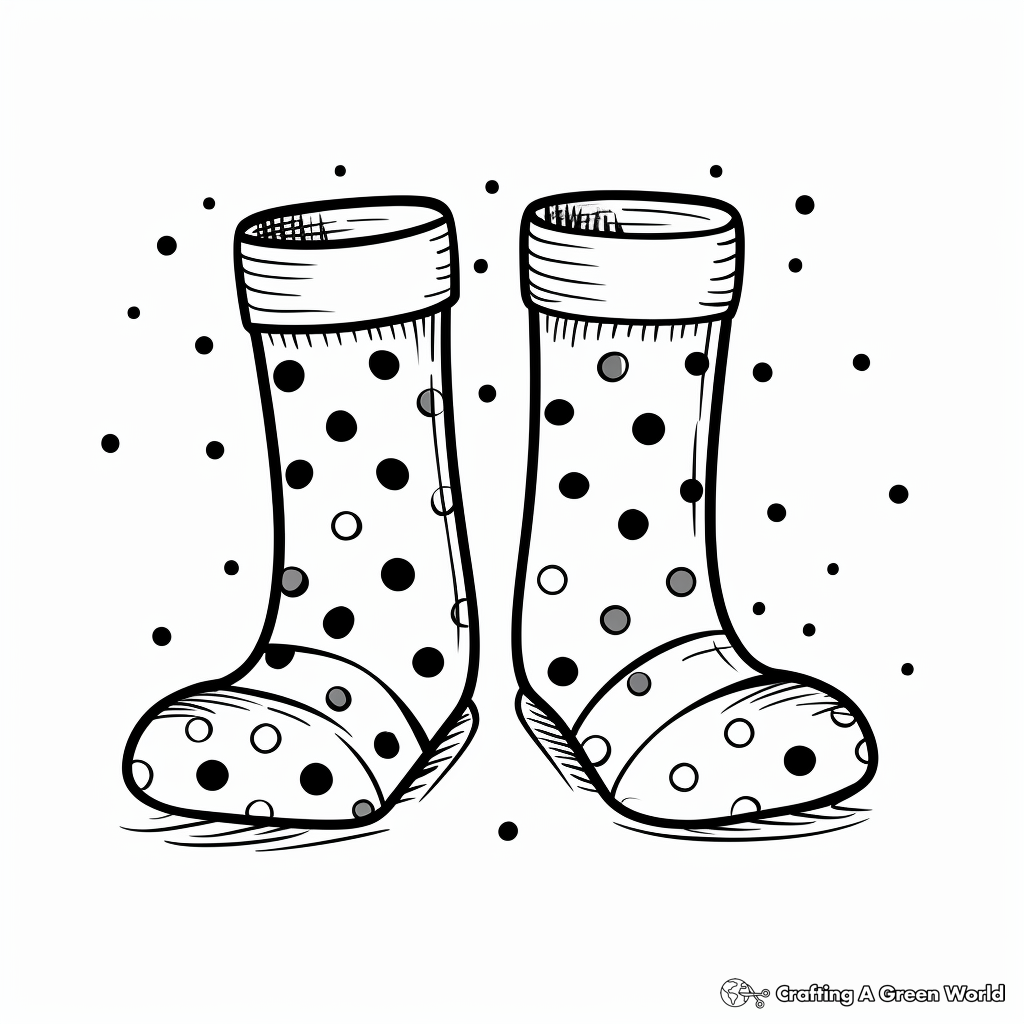Polka-Dotted Socks Coloring Pages for Kids 1