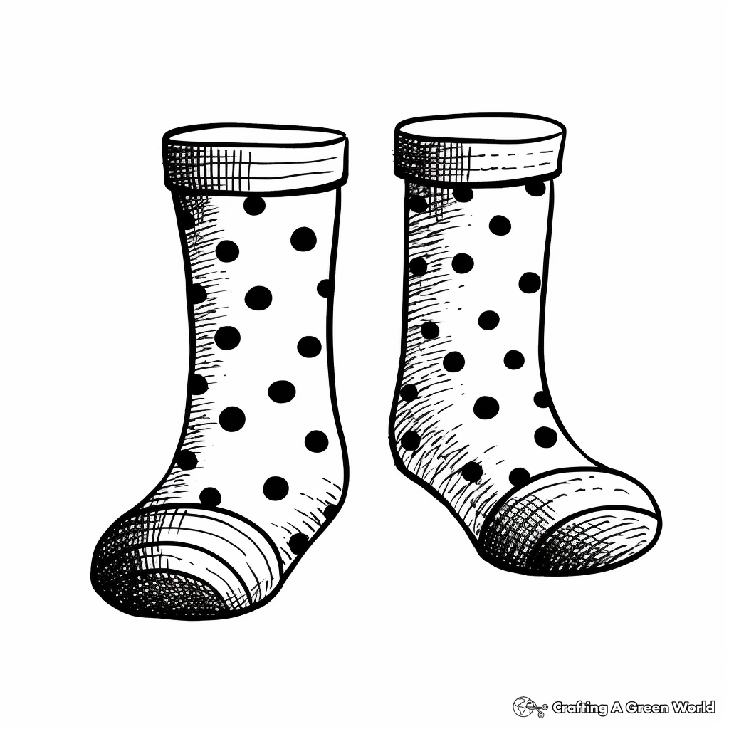 Polka-Dotted Socks Coloring Pages for Kids 3