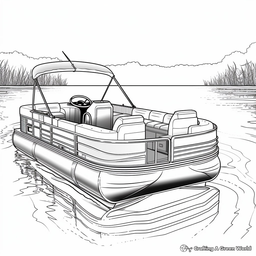 Pontoon Boat at Sunset Coloring Pages 2