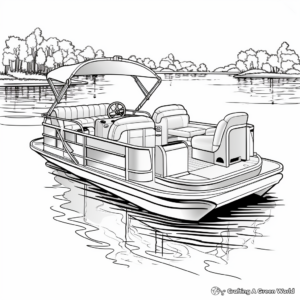 Pontoon Boat at Sunset Coloring Pages 3
