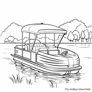 Pontoon Boat at Sunset Coloring Pages 4
