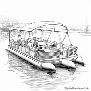 Pontoon Boat with Canopy Coloring Sheets 2