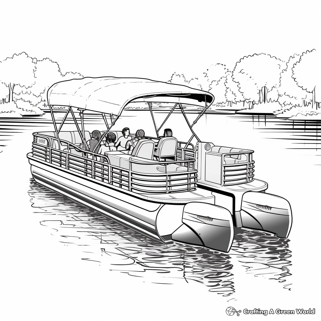 Pontoon Boat with Canopy Coloring Sheets 4