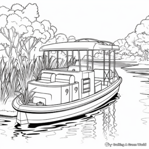 Pontoon Boat with Natural Scenery Coloring Pages 1