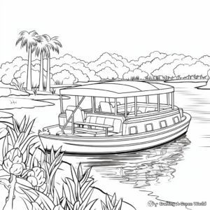 Pontoon Boat with Natural Scenery Coloring Pages 4