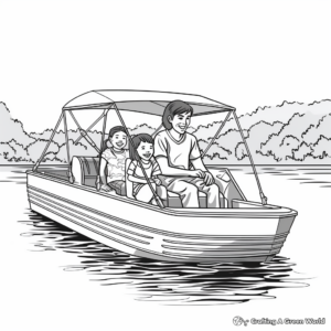 Pontoon Boat with People: Family Enjoyment Coloring Pages 2
