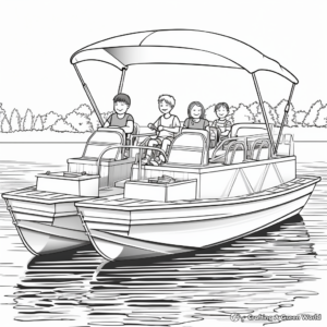 Pontoon Boat with People: Family Enjoyment Coloring Pages 3