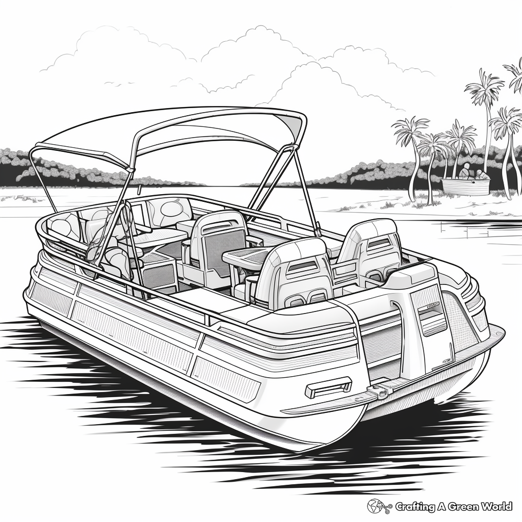Pontoon Boats in Action: Sea-Scene Coloring Pages 1