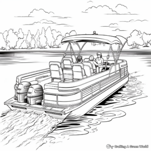 Pontoon Boats in Action: Sea-Scene Coloring Pages 2