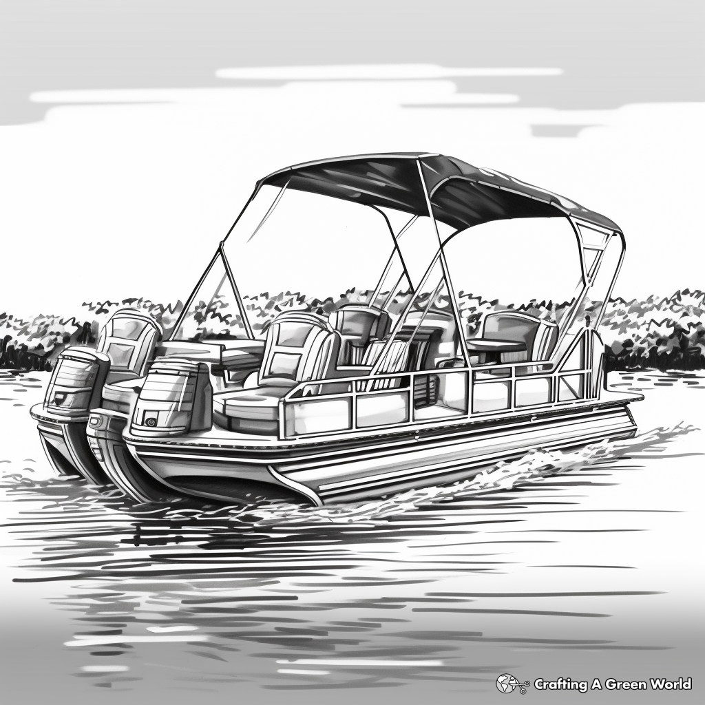 Pontoon Boats in Action: Sea-Scene Coloring Pages 3