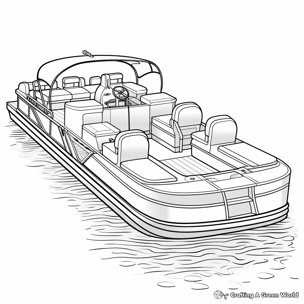Pontoon Party Boat Coloring Pages for Kids 1