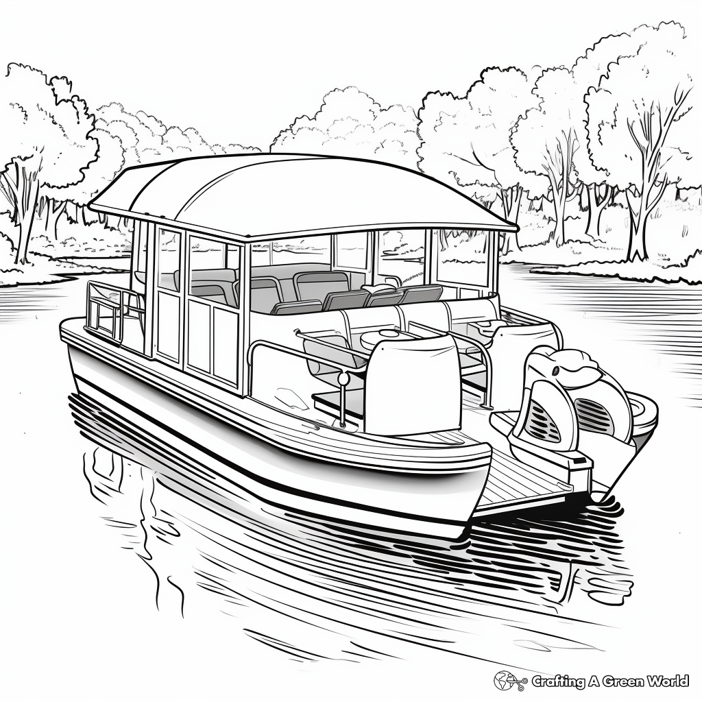 Pontoon Party Boat Coloring Pages for Kids 2
