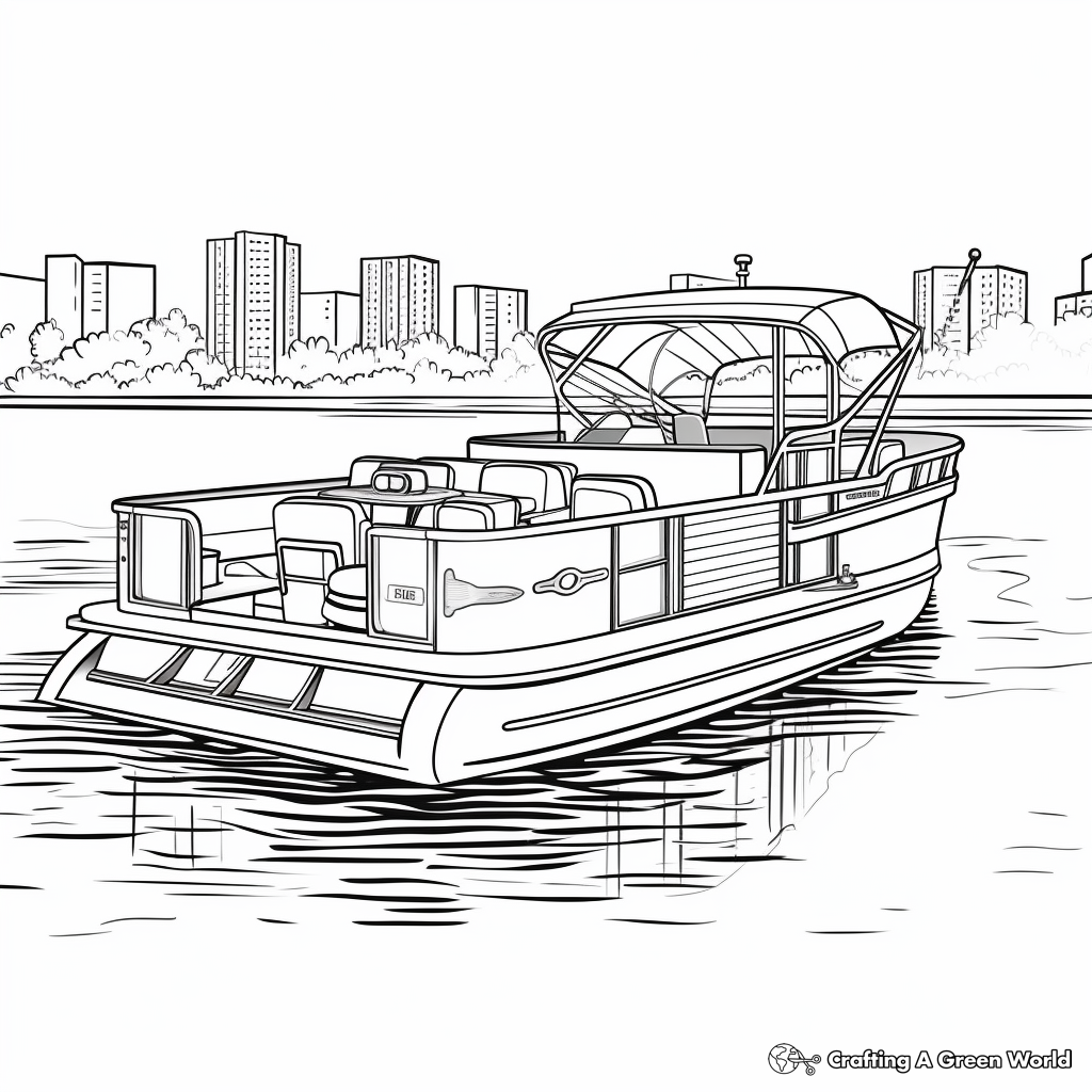 Pontoon Party Boat Coloring Pages for Kids 4