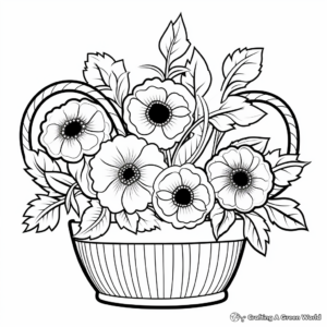 Poppy Flower Basket Coloring Pages for Remembrance 2