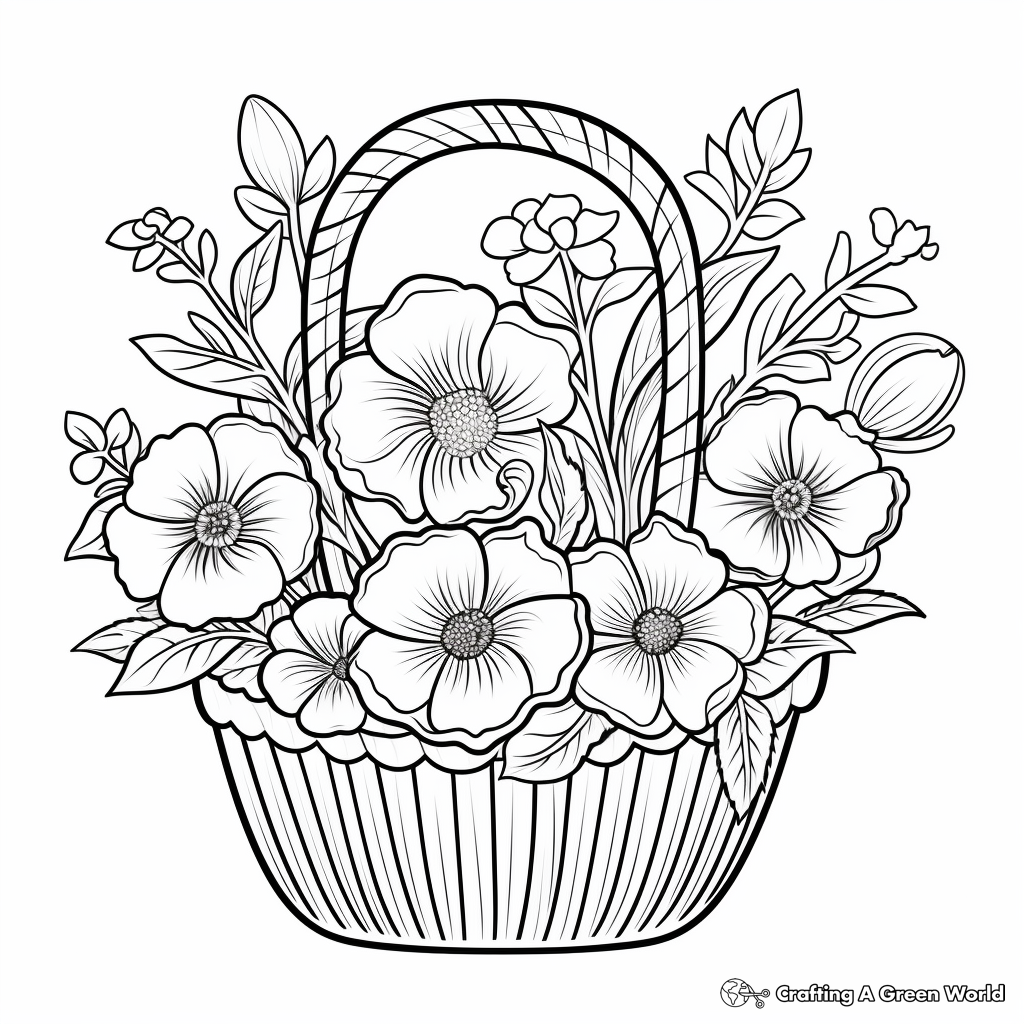 Poppy Flower Basket Coloring Pages for Remembrance 3