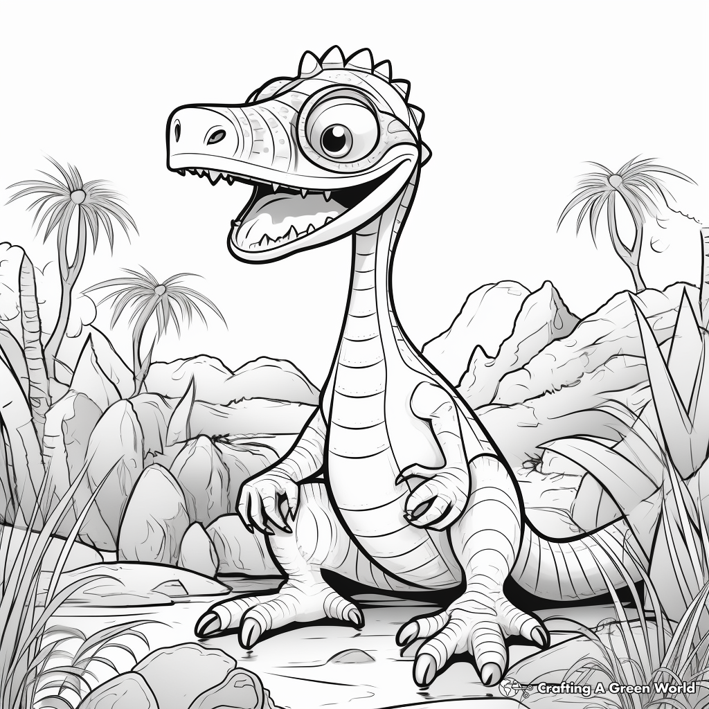 Popular Jurassic Park Dilophosaurus Scene Coloring Pages 1