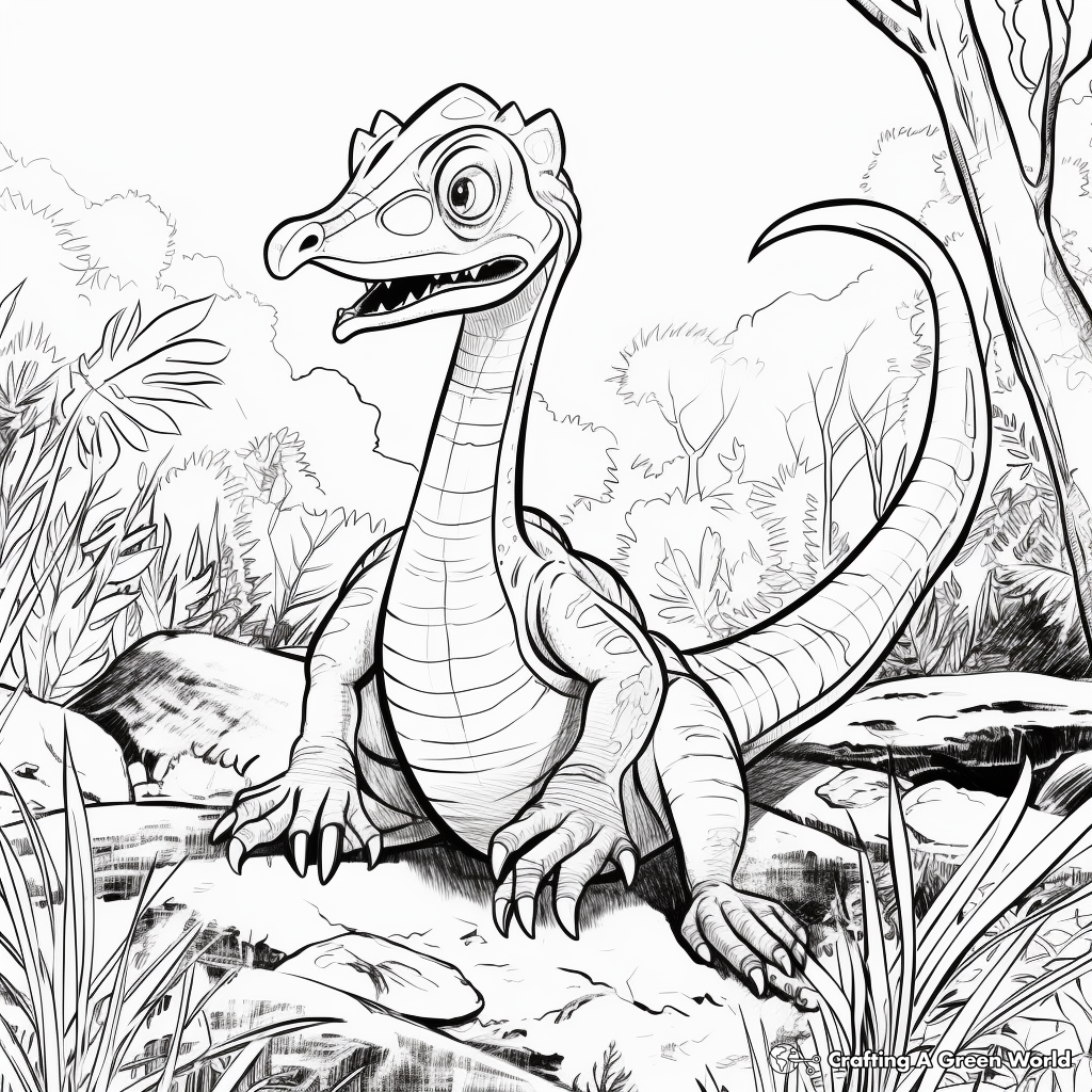 Popular Jurassic Park Dilophosaurus Scene Coloring Pages 3