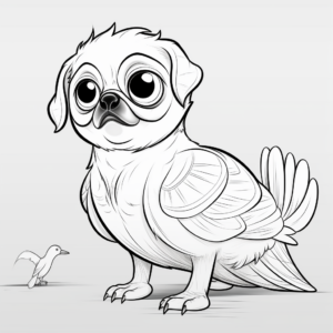 Popular Pets Pug and Parrot Coloring Pages 1