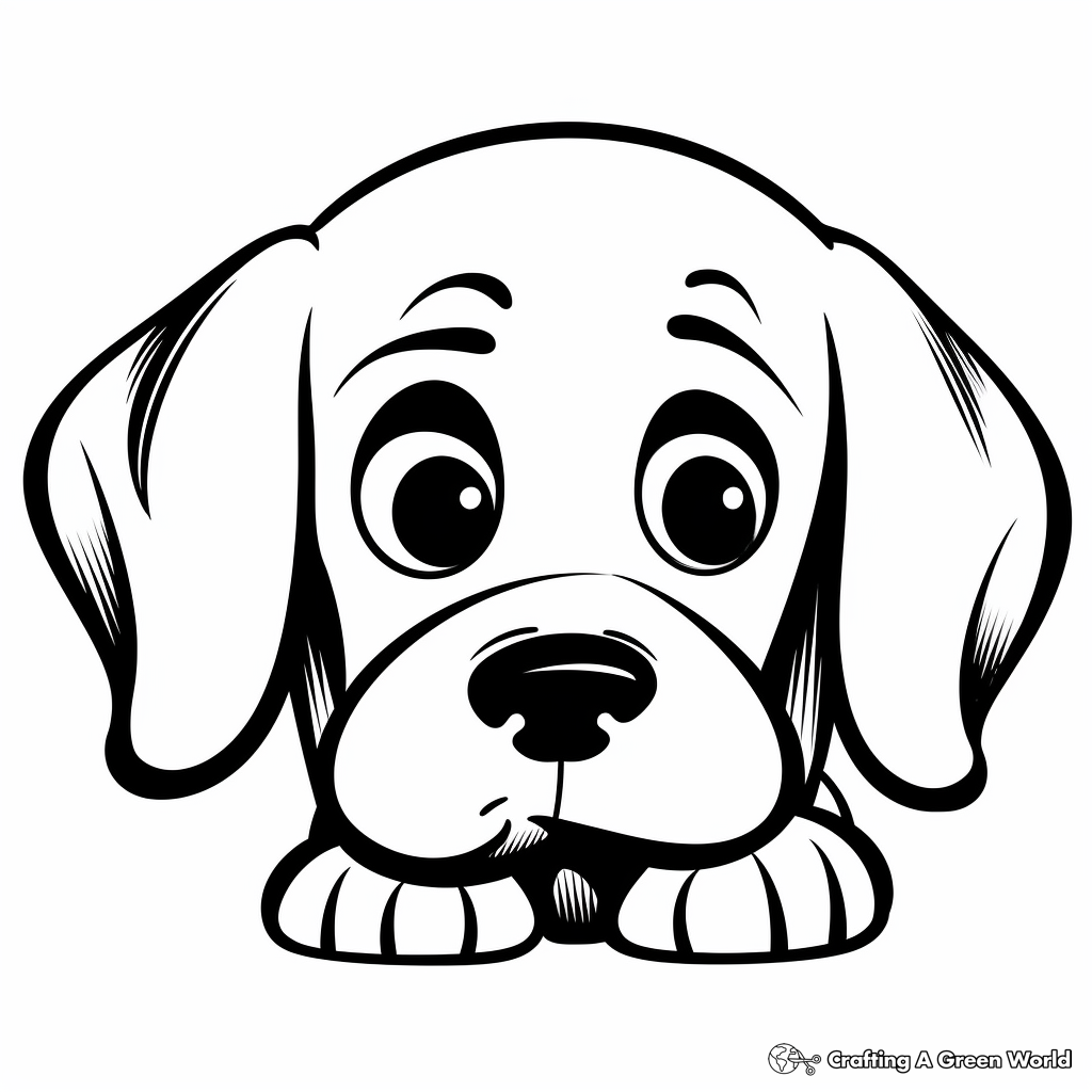 Pouting Puppy Face Coloring Pages 4