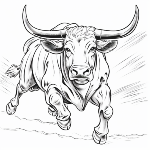 Powerful Charging Bull Coloring Pages 1