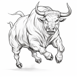 Powerful Charging Bull Coloring Pages 4