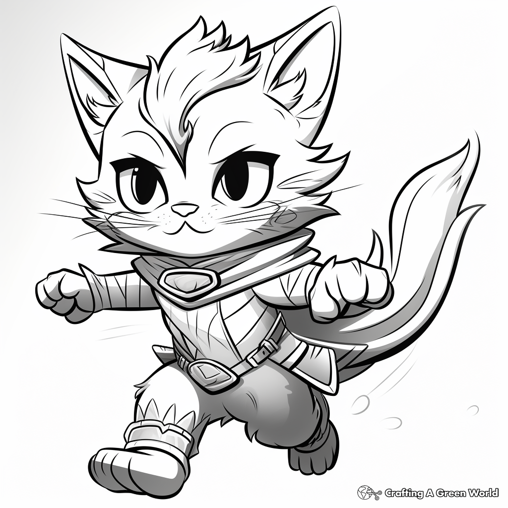 Powerful Super Kitty Warrior Coloring Pages 2