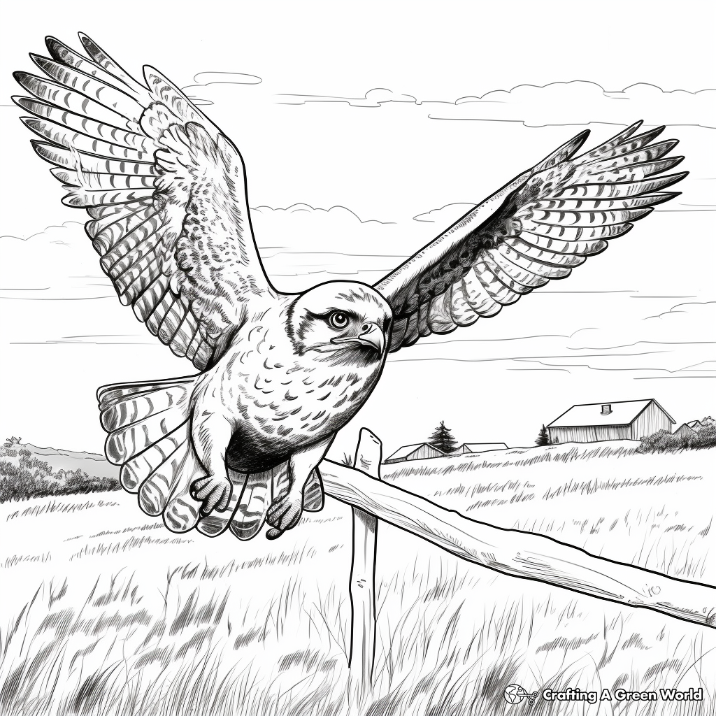 Prairie Falcon in Flight: Sky-Scene Coloring Pages 4